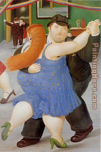 Dancers 1987 painting - Fernando Botero Dancers 1987 art painting
